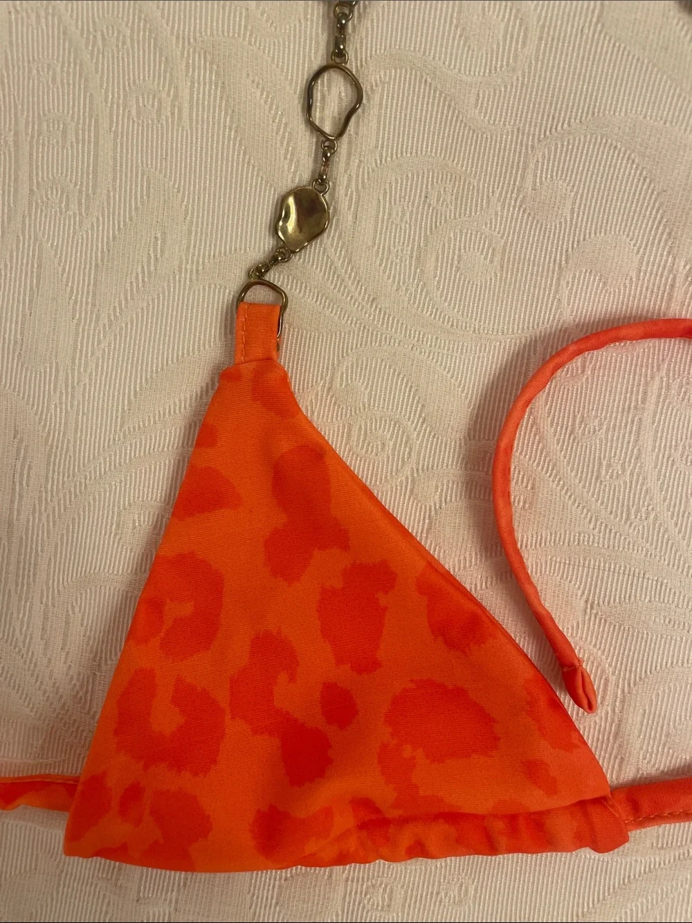 PrettyLittleThing Bright Orange Animal Print Triangle Bikini